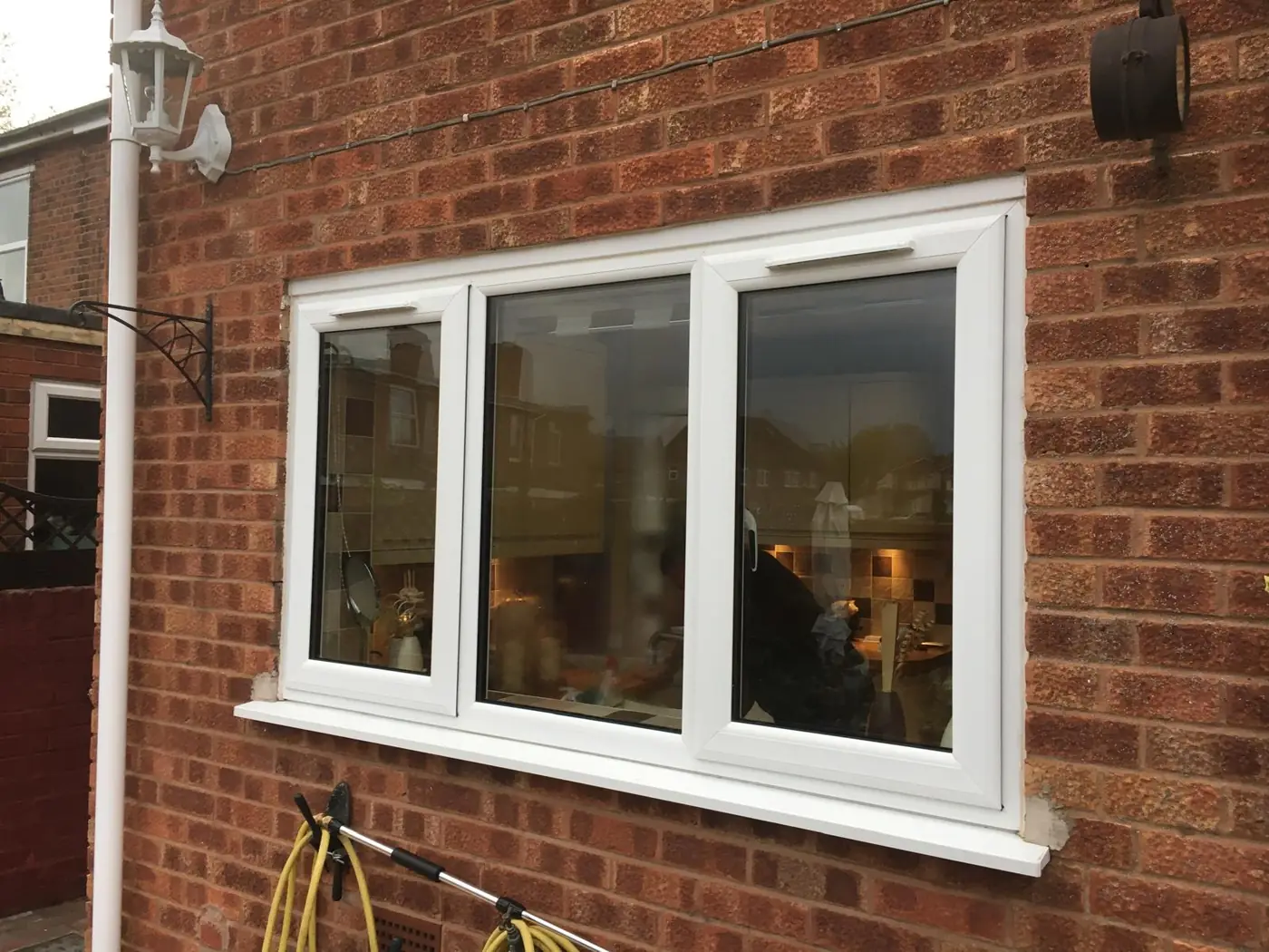 White casement window